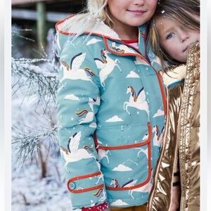 Mini Boden Sherpa-Lined Pegasus Unicorn Anorak Jacket Coat - Size 6-7 Youth